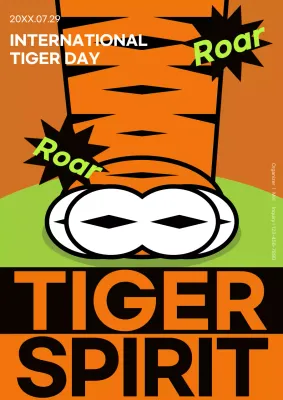 Orange Retro Tiger Promotion Poster