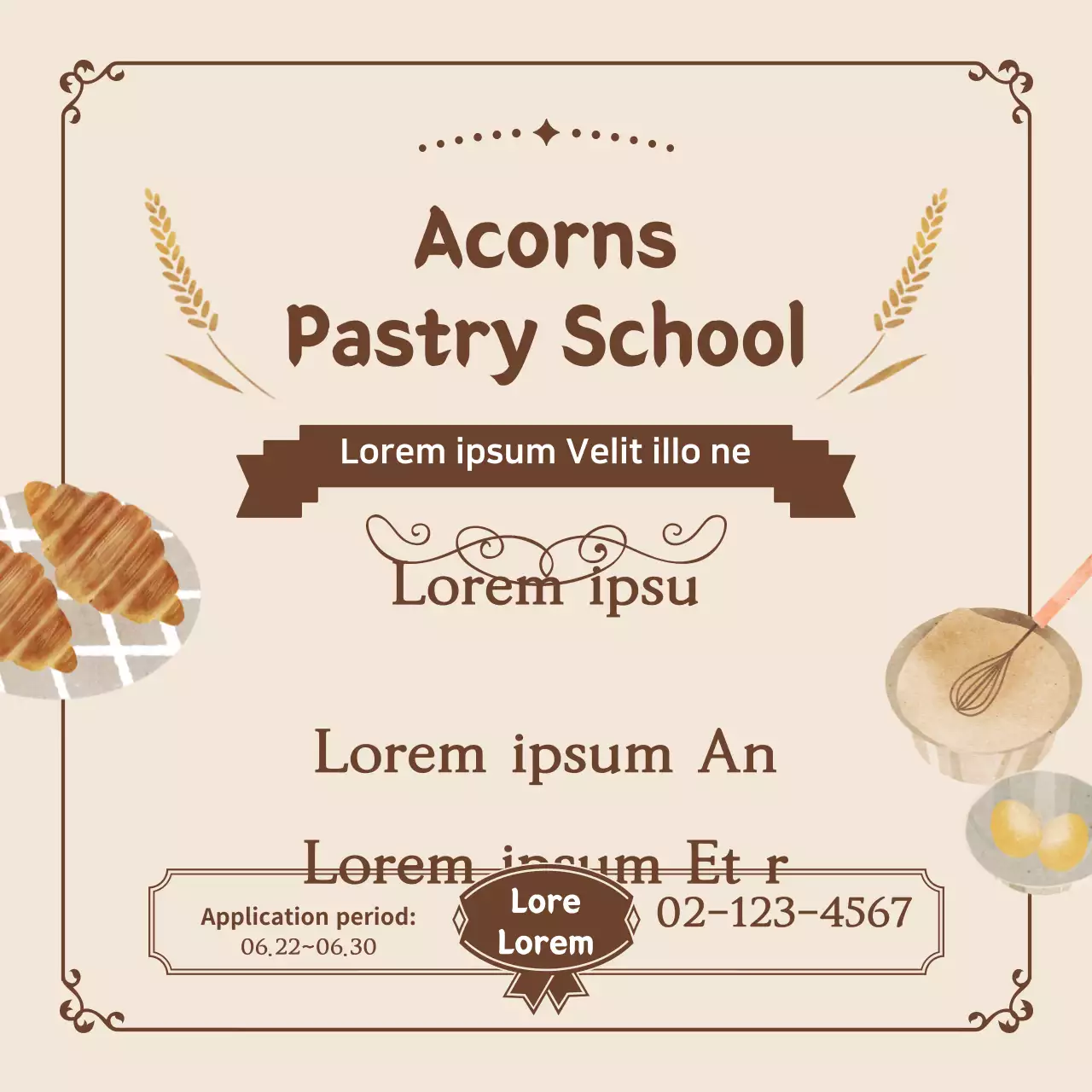 Biểu ngữ quảng cáo bánh ngọt cổ điển màu be