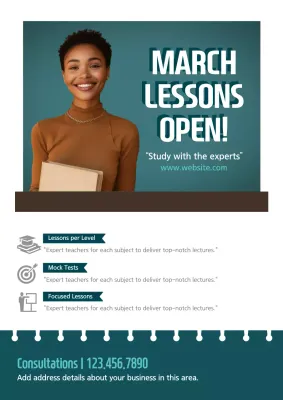 Teal Modern Lessons Promotion Poster