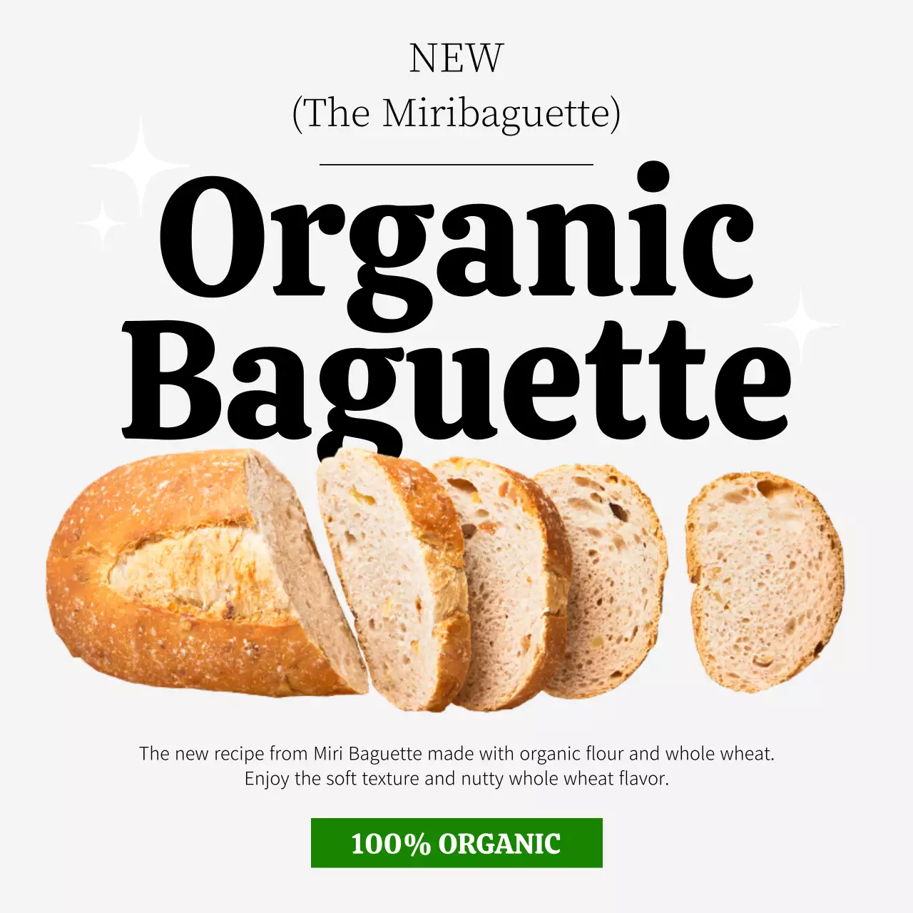 흰색의 심플한 빵이 있는 신메뉴 광고