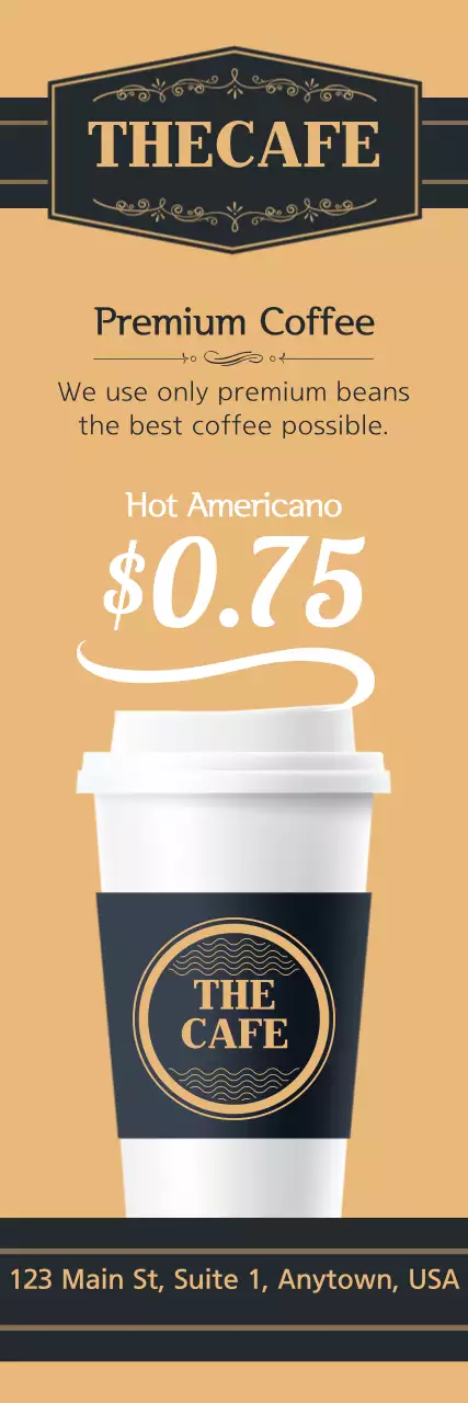 Banner de promoção de café clássico bege