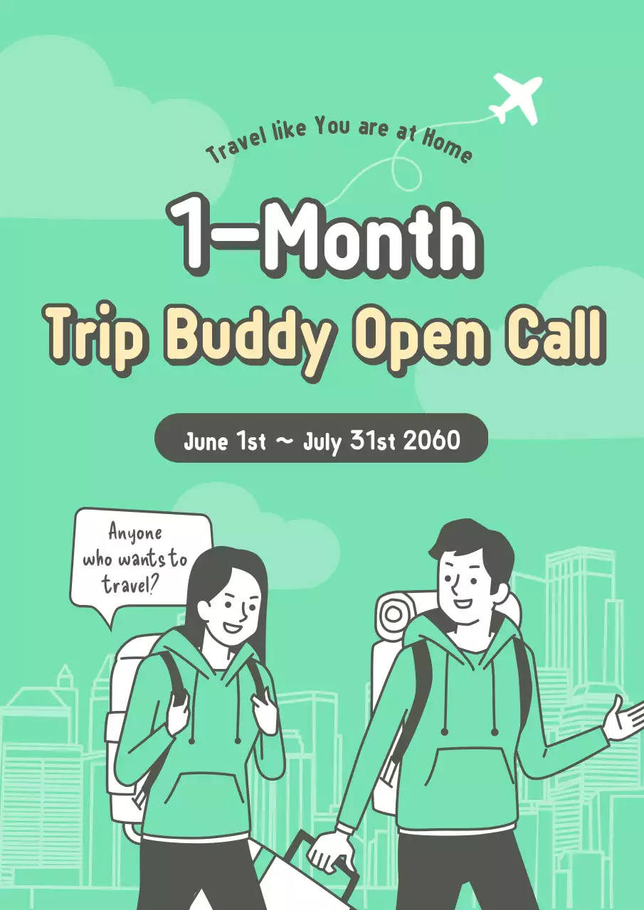 Recruiting members for a cute little travel club with a green background