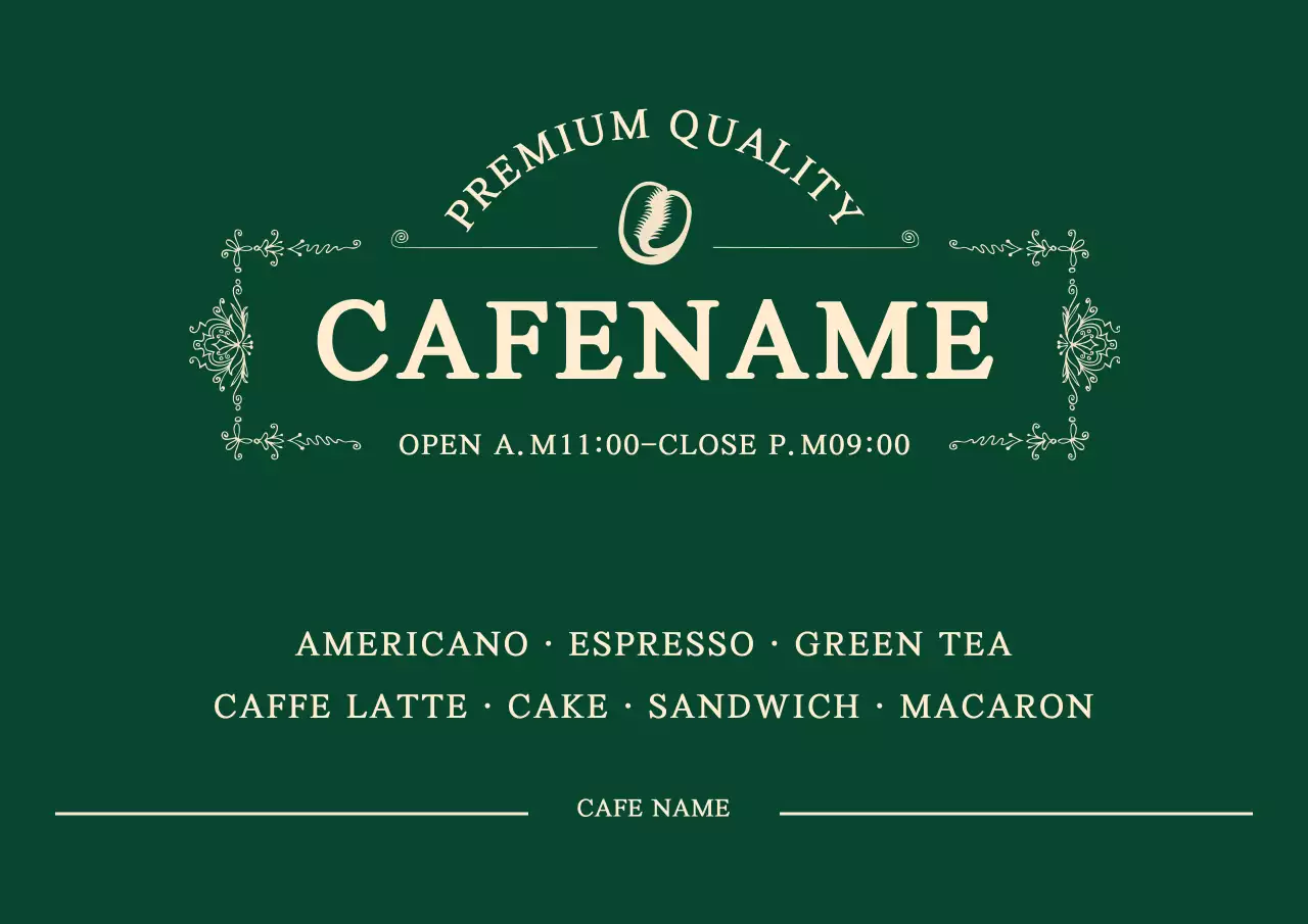 Green Vintage Cafe Menu Poster