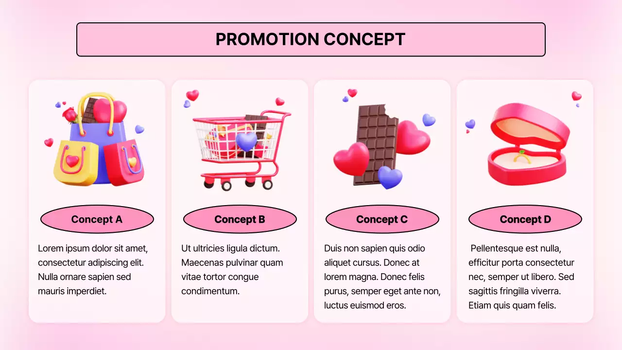 Pink 3D illustration cute Valentine's Day plan