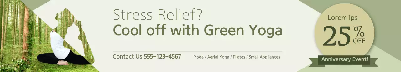 Banner de promoção de ioga moderna verde