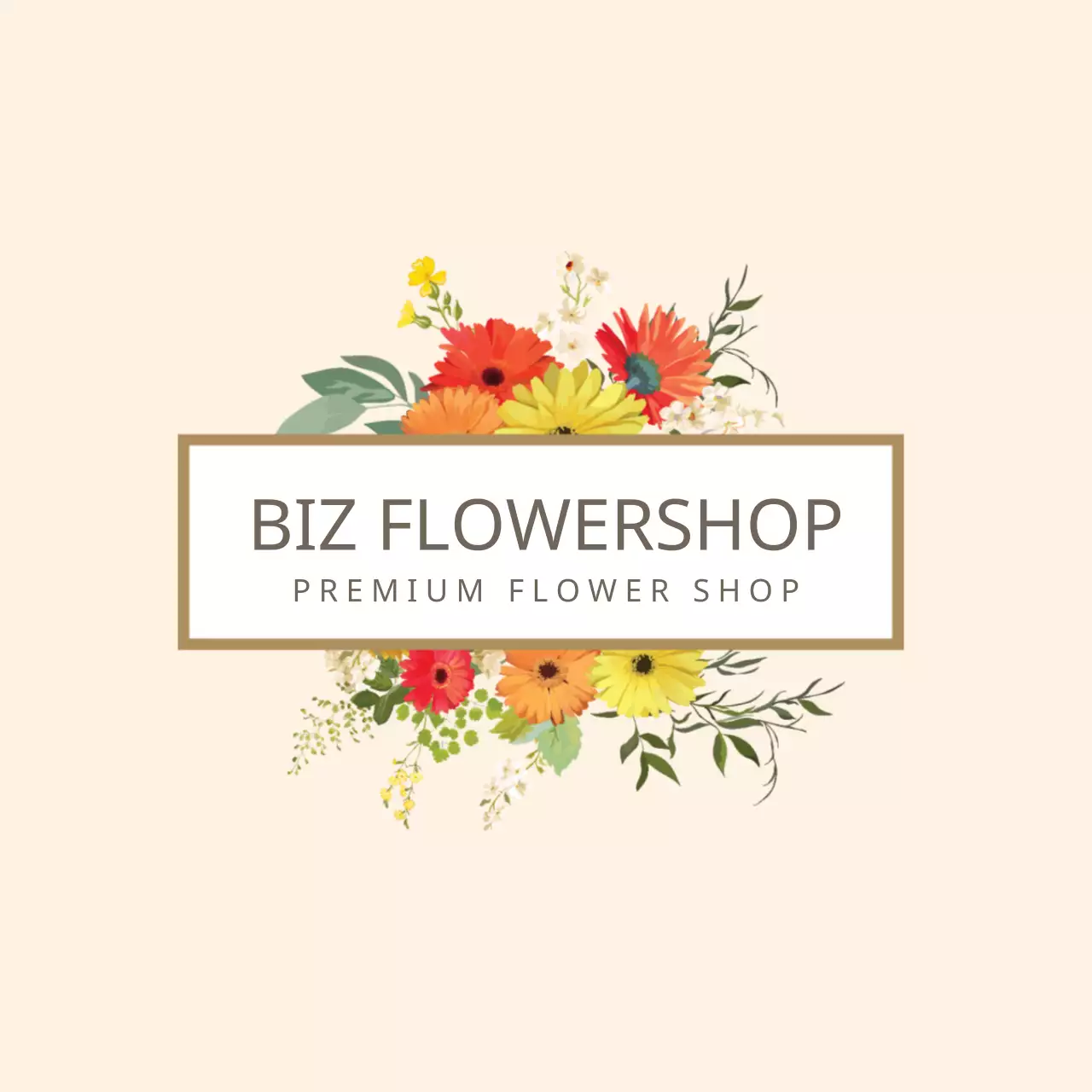 Spanduk Iklan Toko Bunga Beige Floral