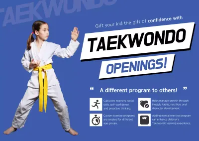 Blue Traditional Taekwondo Promotion Poster