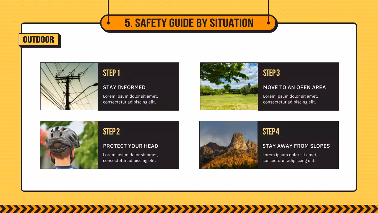 Earthquake Disaster Preparedness Training for Elementary Schools in Yellow and Black Lines