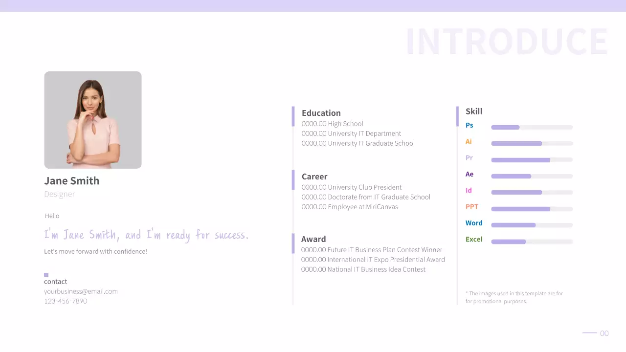 A simple portfolio with a mauve gradient