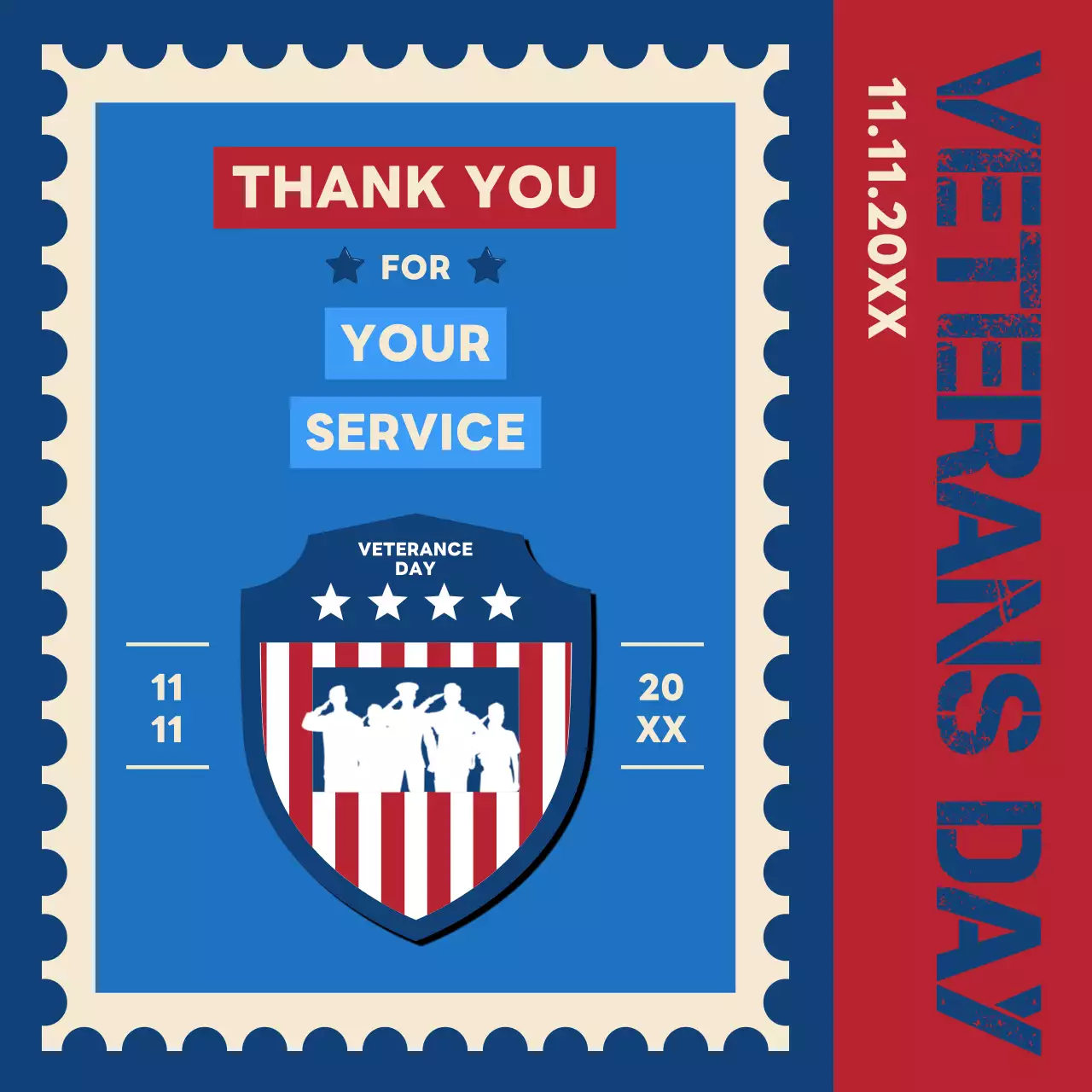 Blue Traditional Veterans Announcement Social Media Post