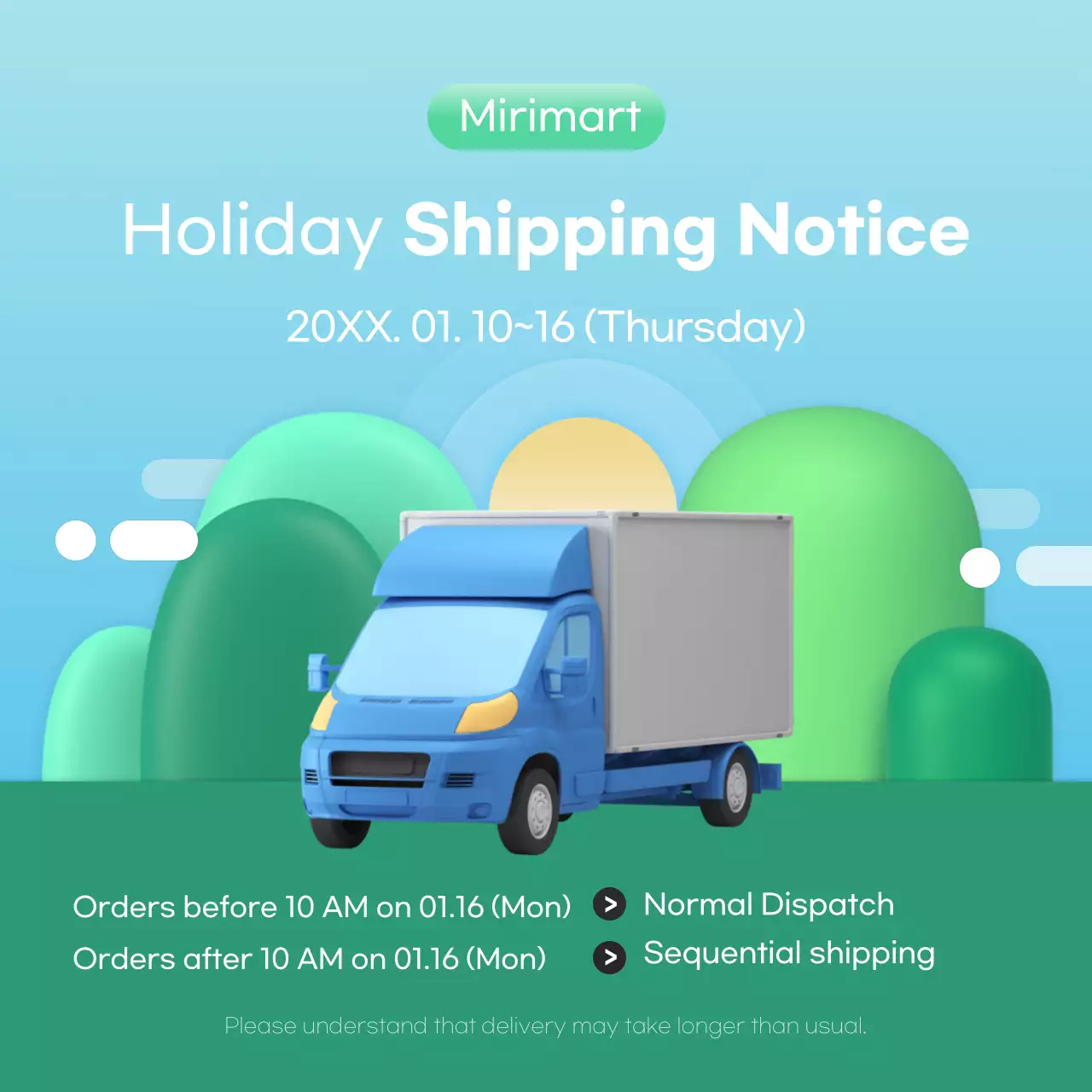 Blue Modern Shipping Notice Instagram Post