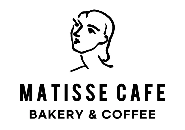 Logo kafe dengan ilustrasi mahakarya yang emosional