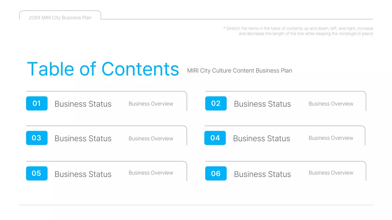 A clean blue and white cultural content business plan presentation