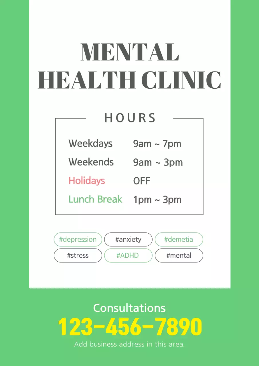 Green Minimal Mental Announcement Poster