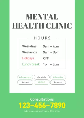 Green Minimal Mental Announcement Poster