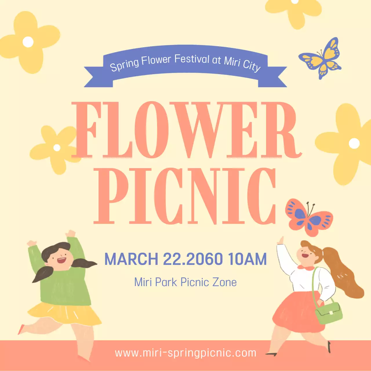 Yellow, cheerful illustration theme for promoting a flower festival