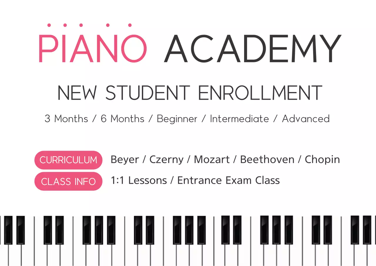 Pink Minimal Piano Advertisement Poster