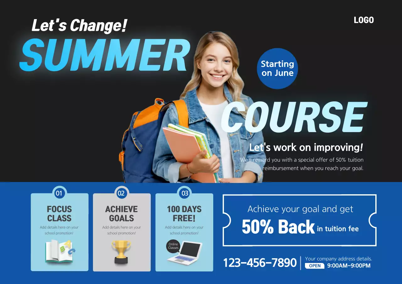 Blue Modern Summer Promotion Poster