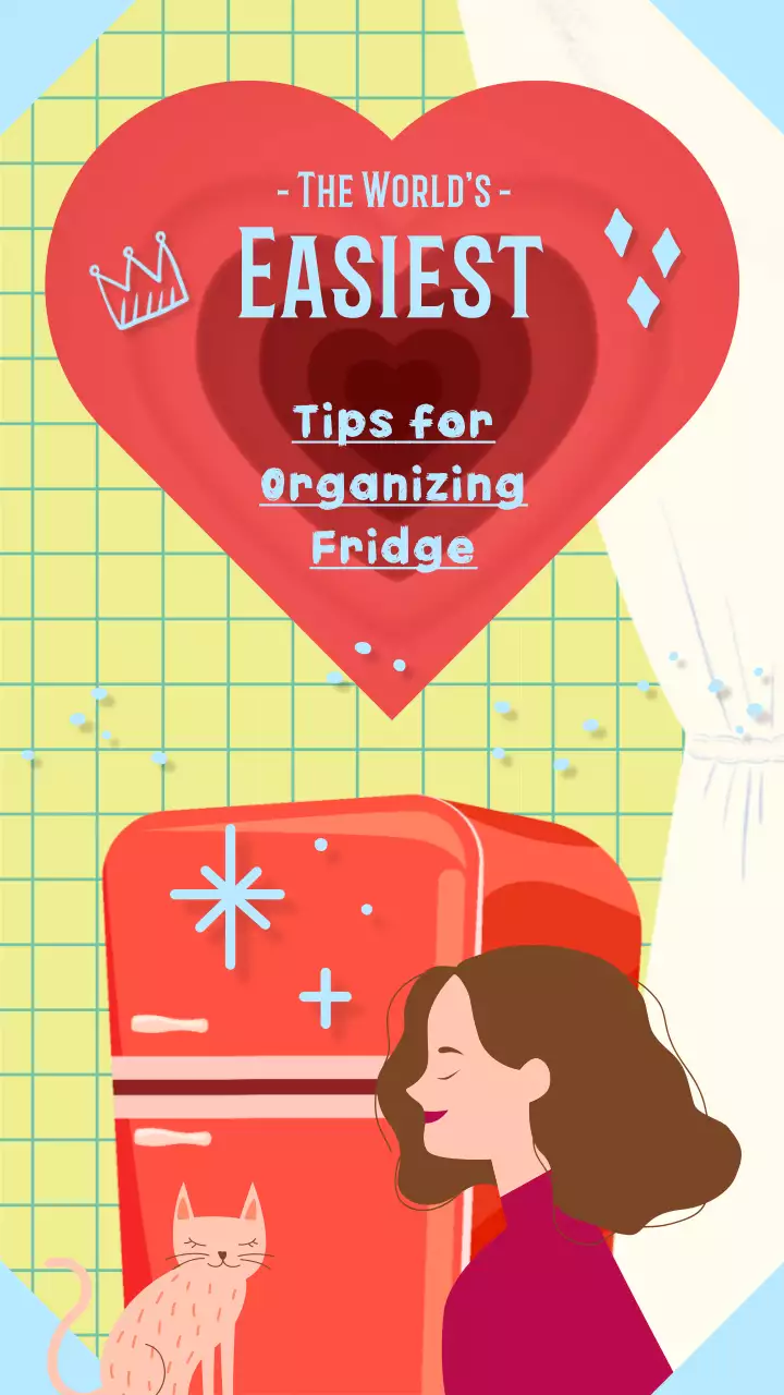 노란 빨간 하늘색 하트 러블리한 냉장고 정리법