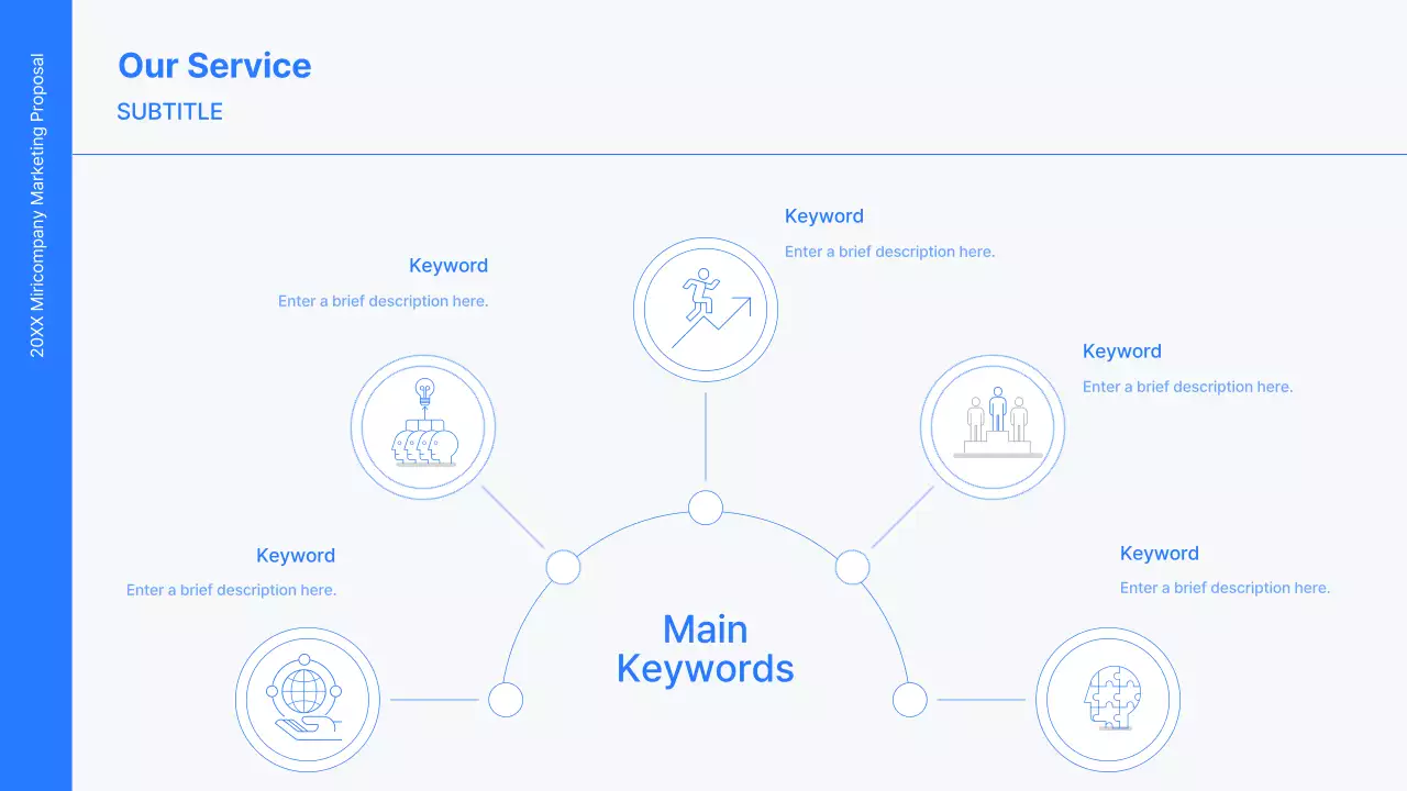 Business concept kit with blue, minimalist and simple lines