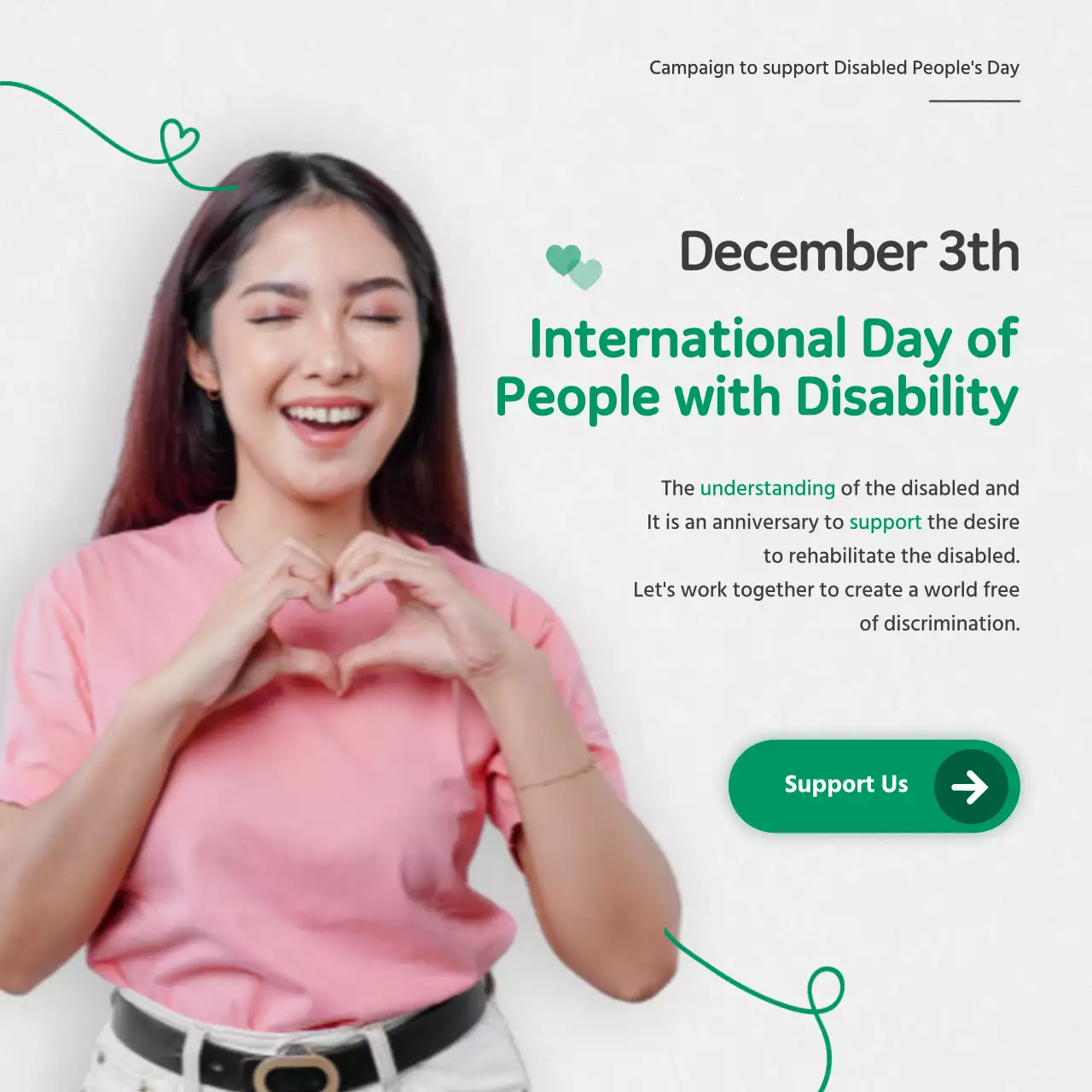 Pink Simple Disability Announcement Social Media Post