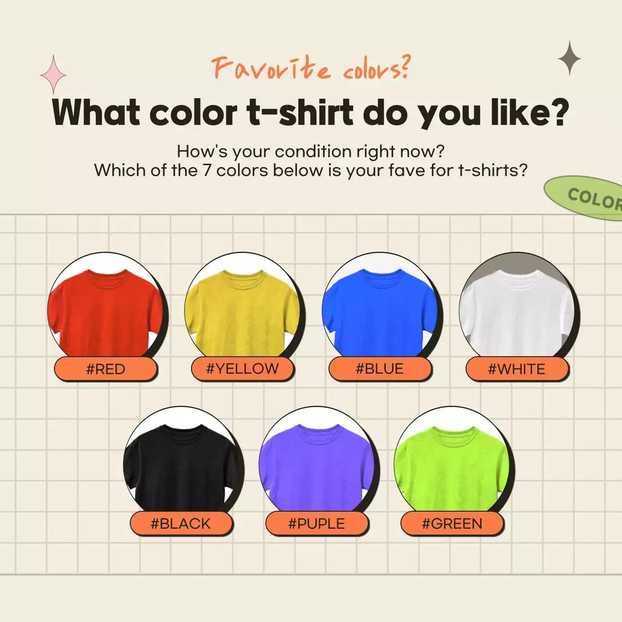 A psychological test of orange and beige t-shirt colors