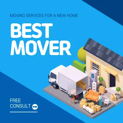 Blue Modern Moving Promotion Instagram Post