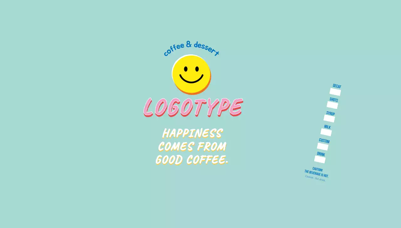 Blue cute illustration lettering cafe