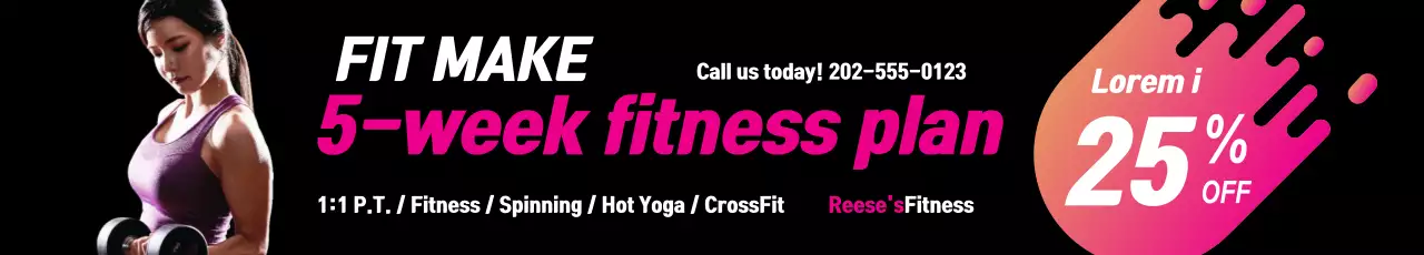 Banner de promoção de fitness moderno preto