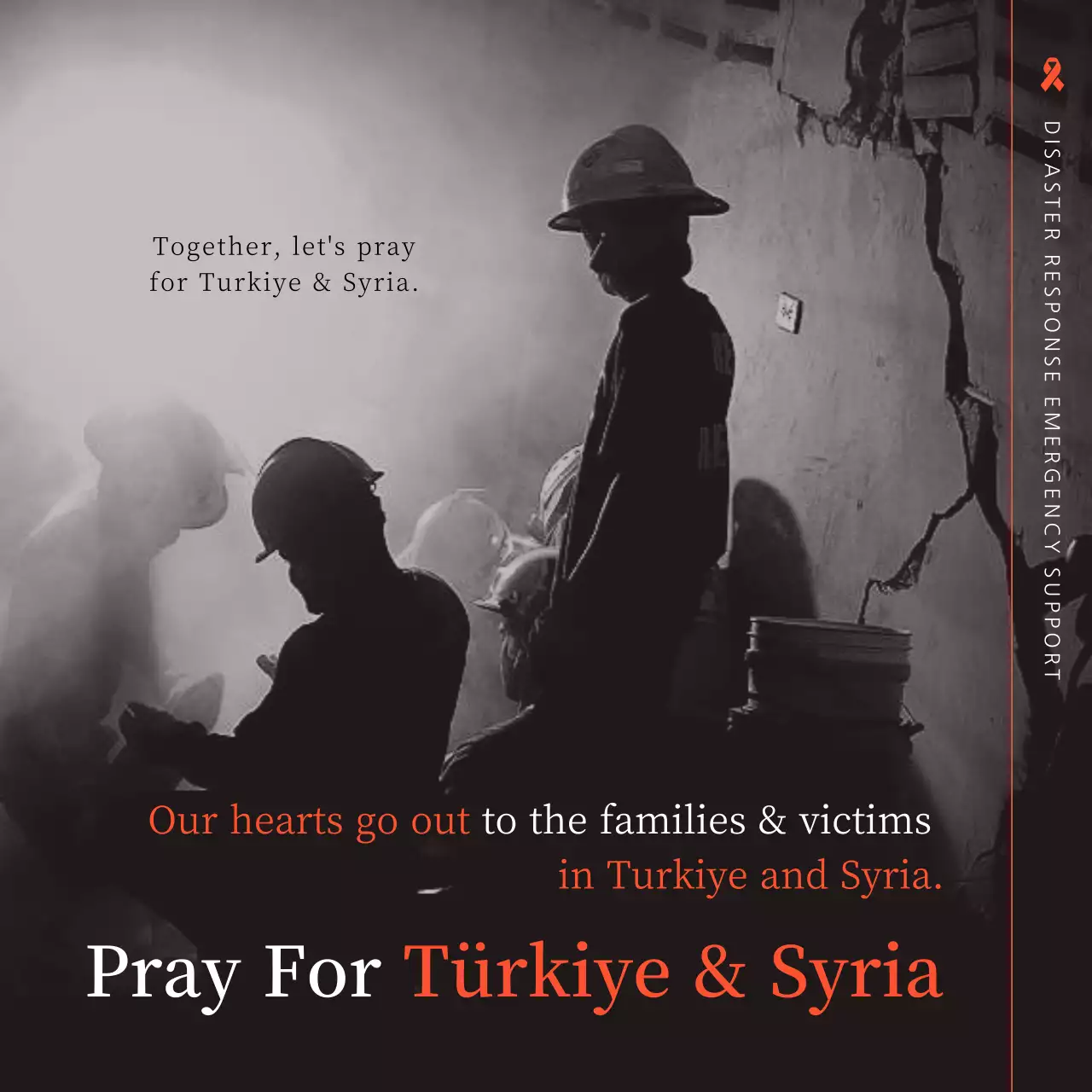 Simple Turkey Earthquake Disaster Memorial in Orange and Black and White