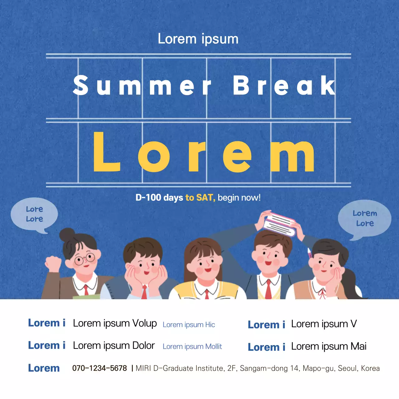 Biểu ngữ quảng cáo giáo dục cổ điển màu xanh