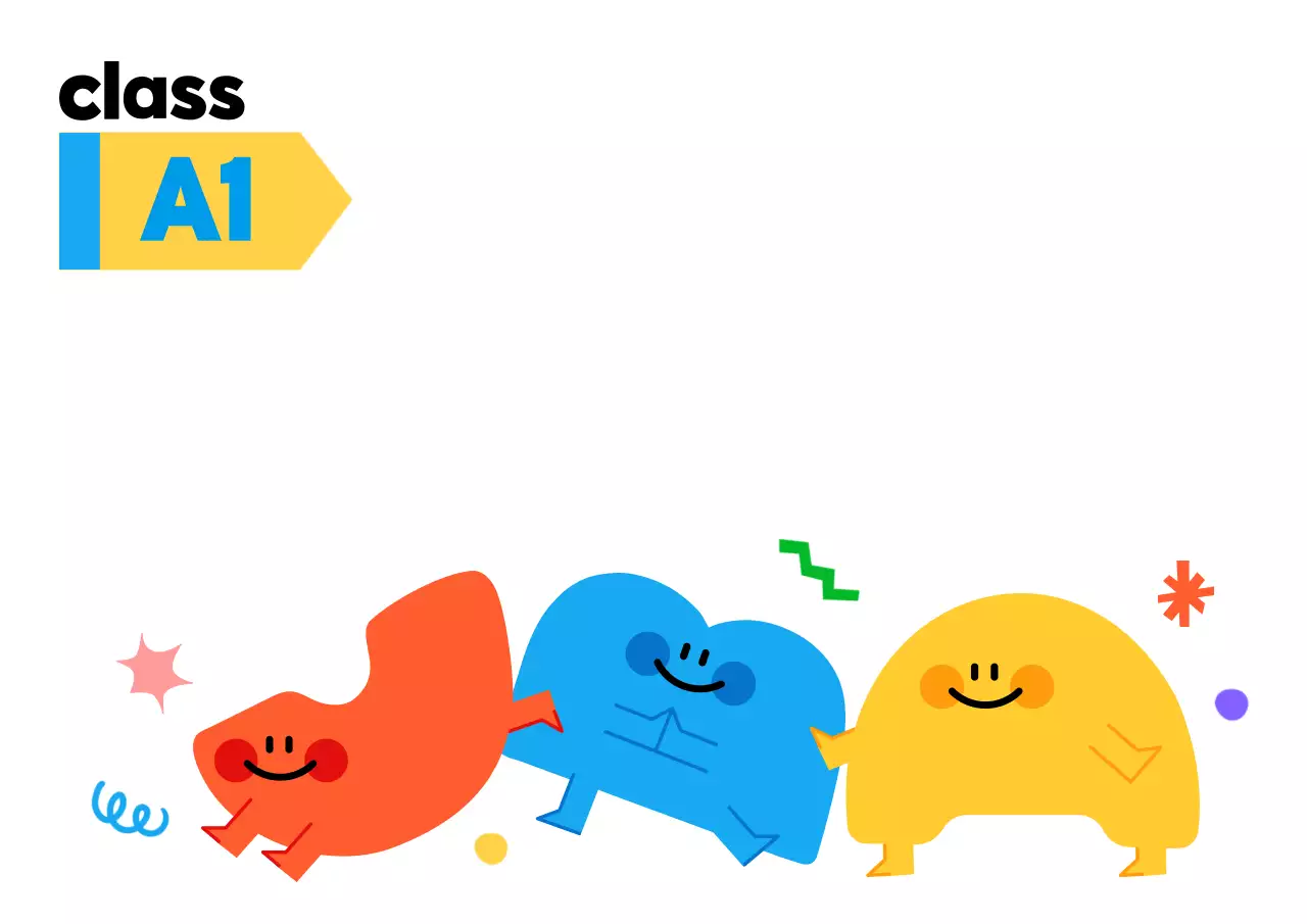 Colorful, cute characters and various shapes for classification at a children's academy