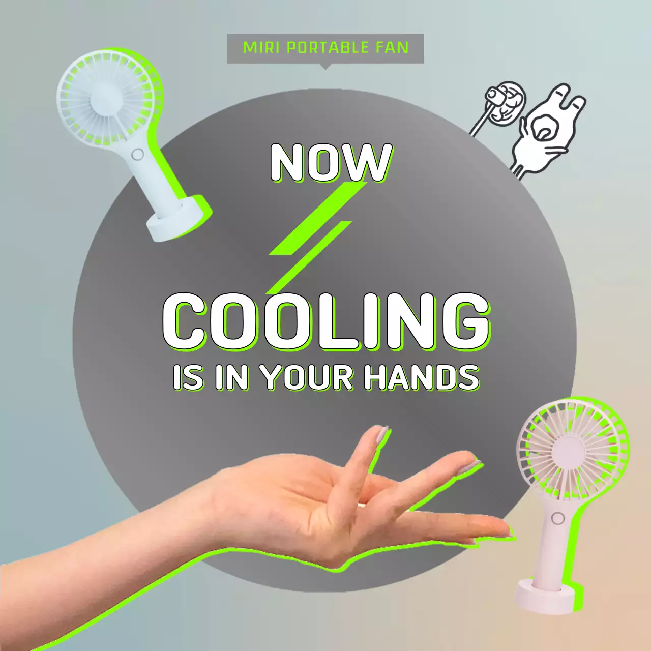 Green Modern Fan Promotion Social Media Post