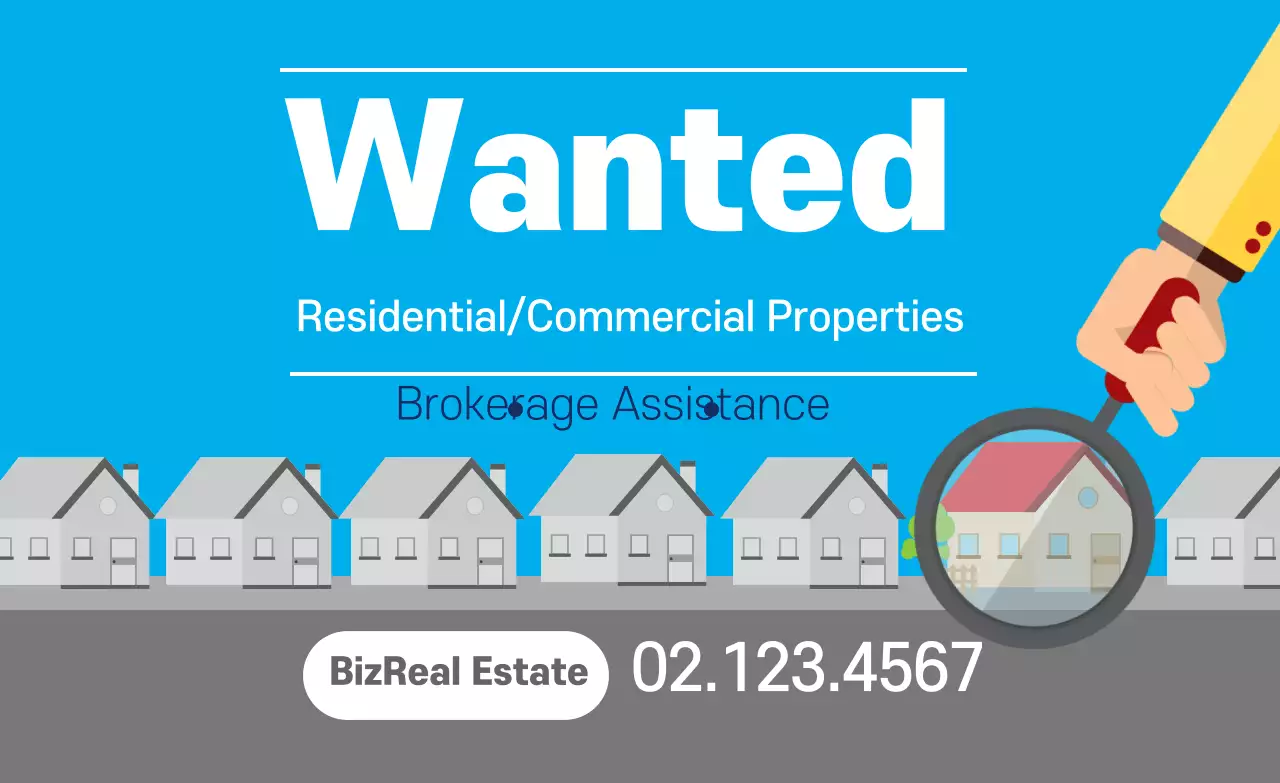 Blue illustration clean real estate promotion