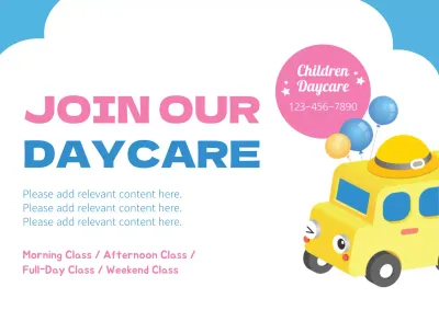Blue Simple Daycare Promotion Poster