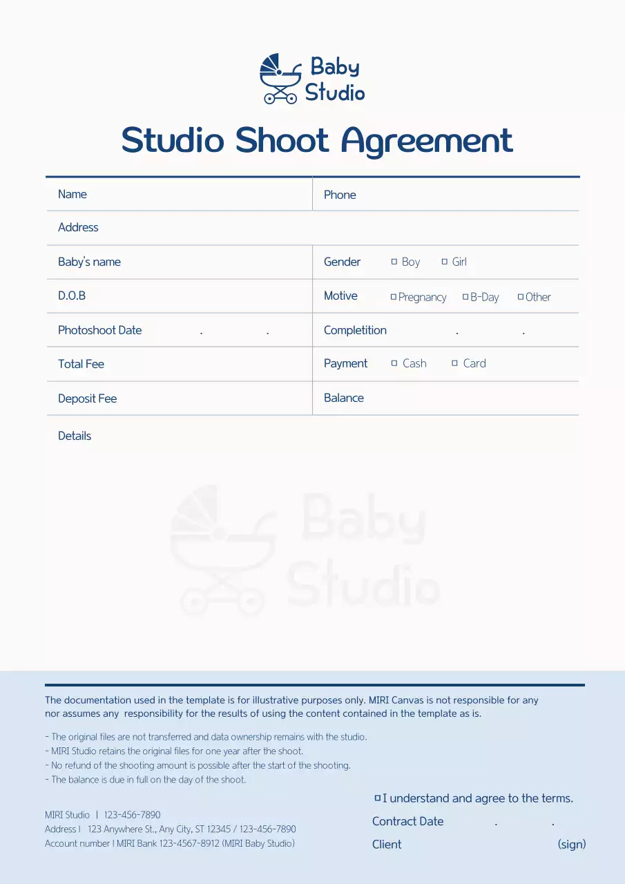 Blue Simple Studio Agreement