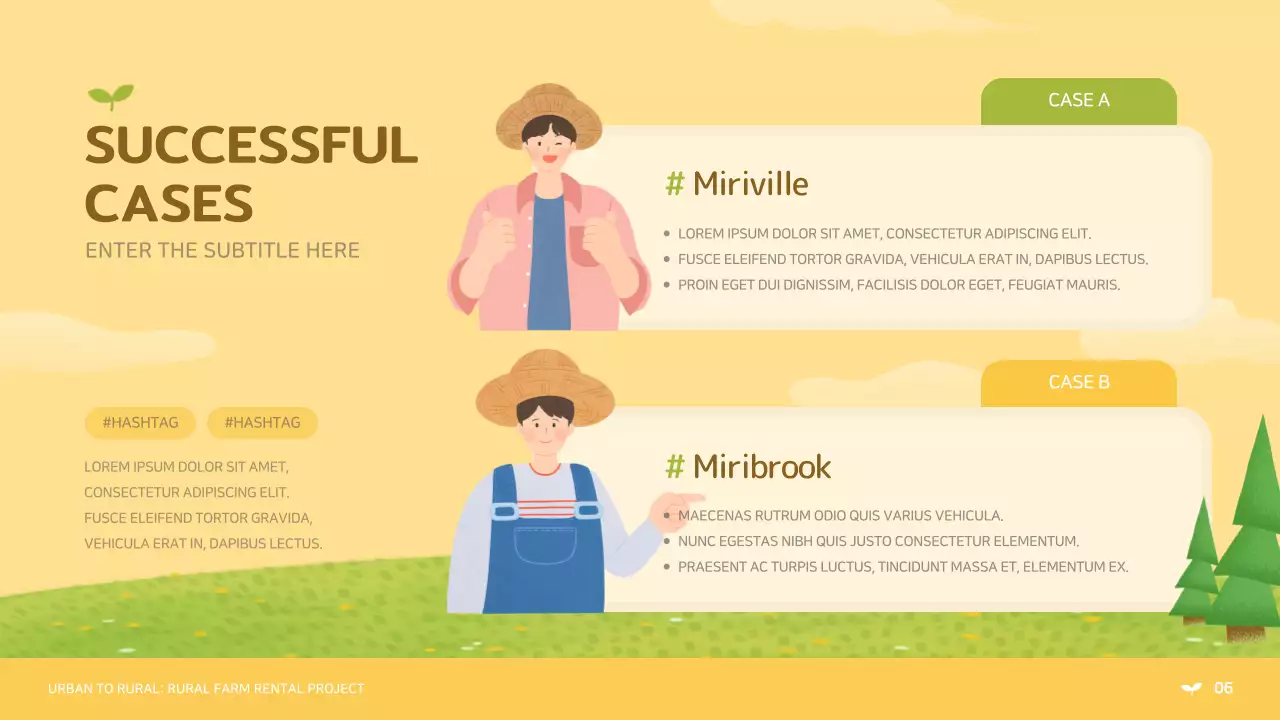 노란색과 연두색의 귀여운 귀농 귀촌 사업 제안서