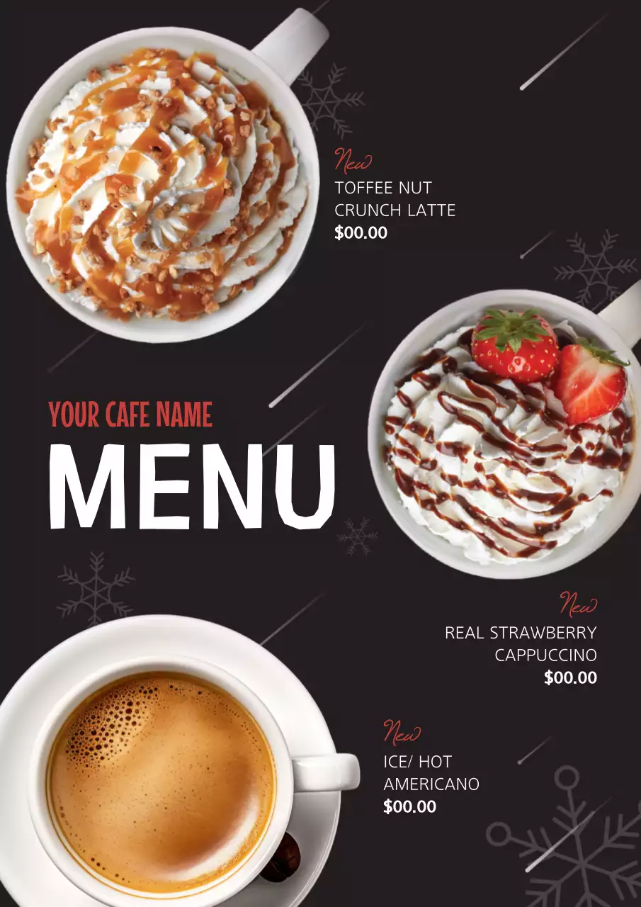 Black Modern Coffee Menu Poster