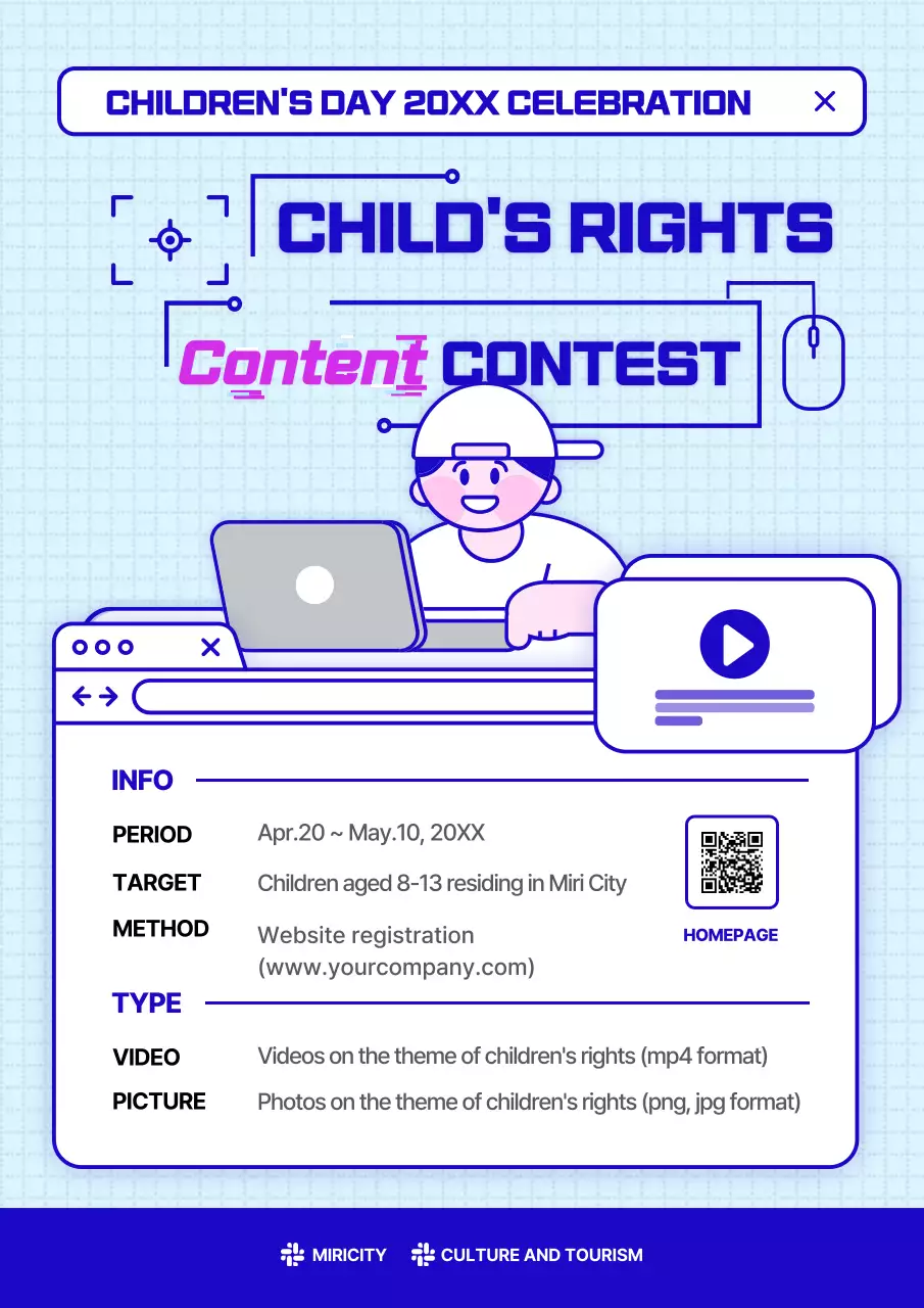 Blue Modern Child's Rights Contest Announcement Poster