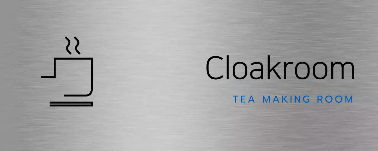 Company place names and floor directions with simple black and blue icons