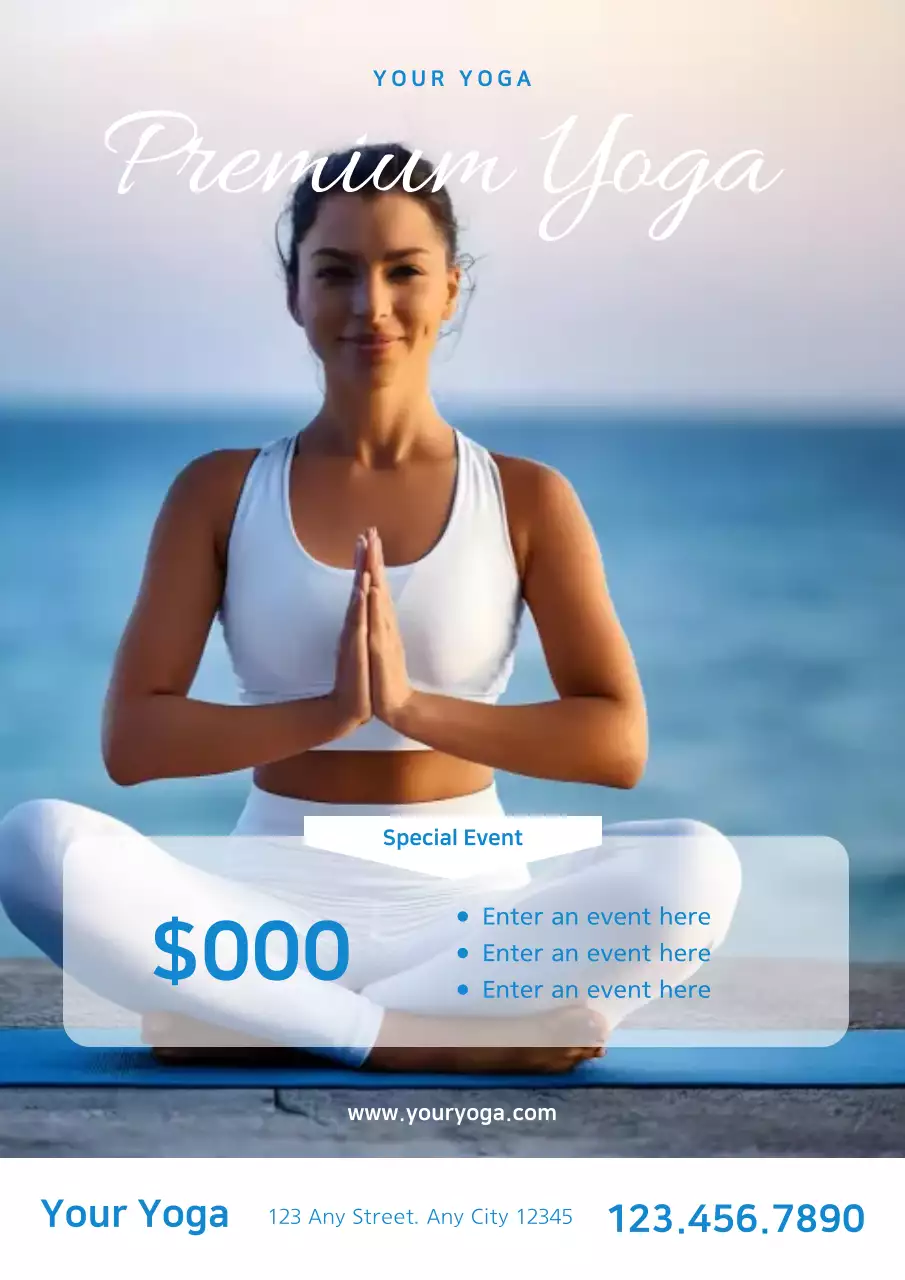 Blue Modern Yoga Event Poster