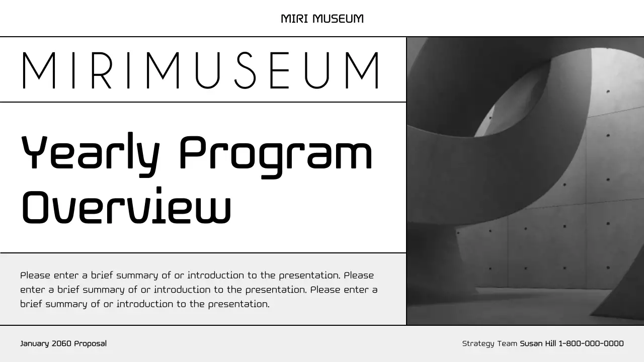 Planning a modern museum program in black and purple