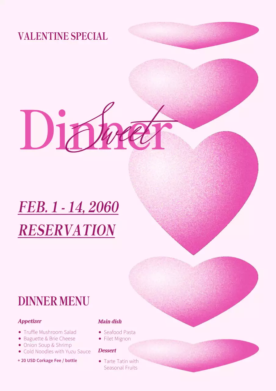 A pink and graphic Valentine's Day restaurant promotion