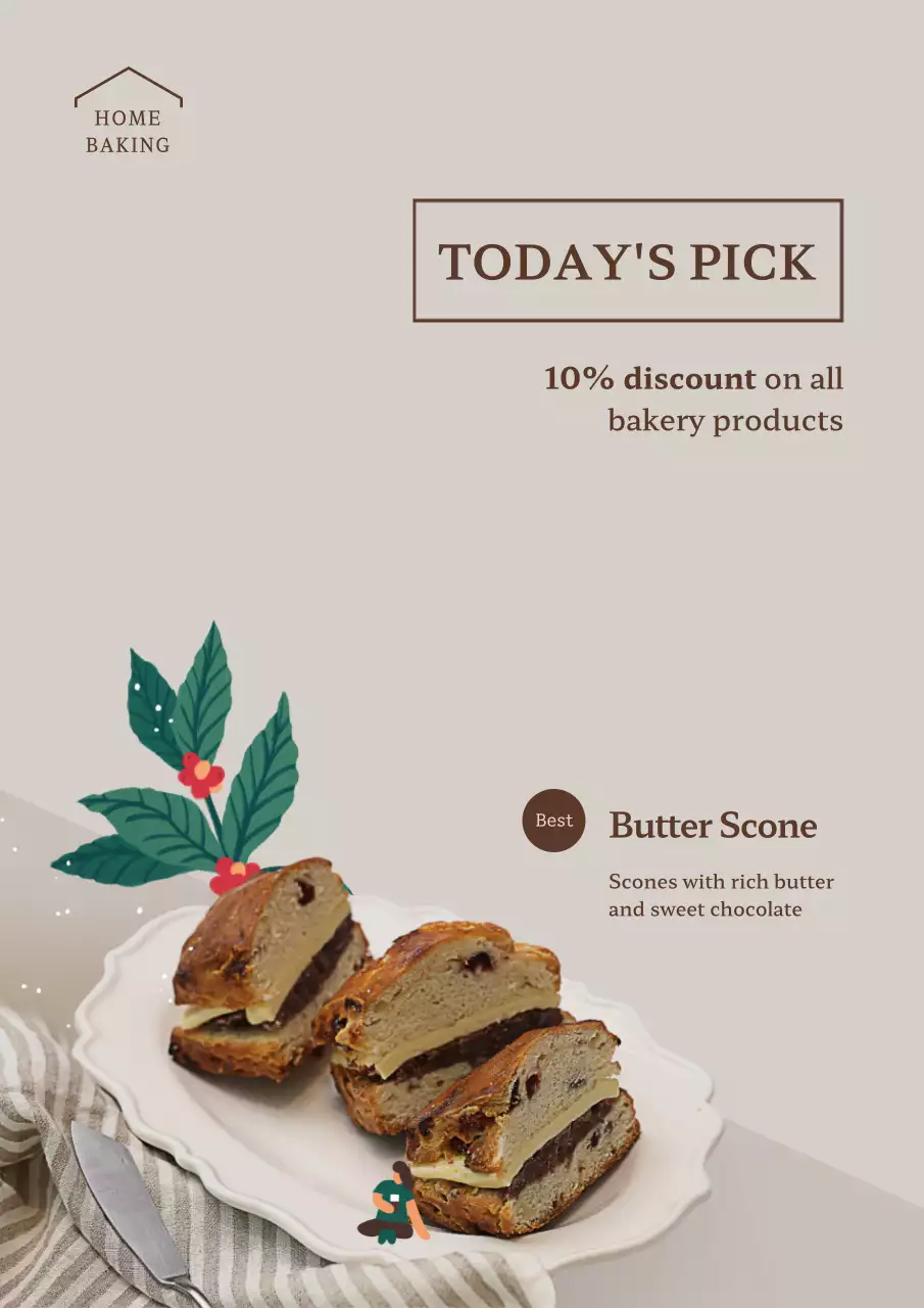 Beige Elegant Bakery Promotion Poster