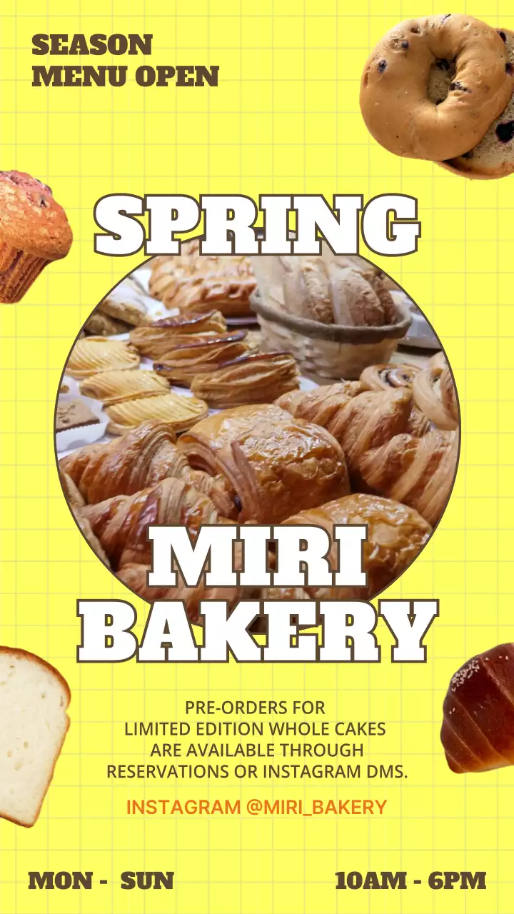 노란색 테마 베이커리 신메뉴 오픈 홍보