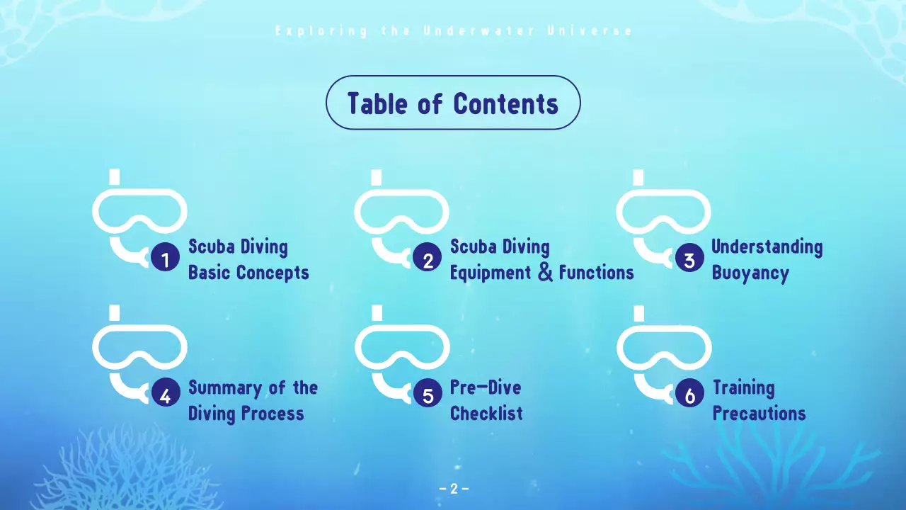 블루 모던 스쿠버 가이드 프레젠테이션