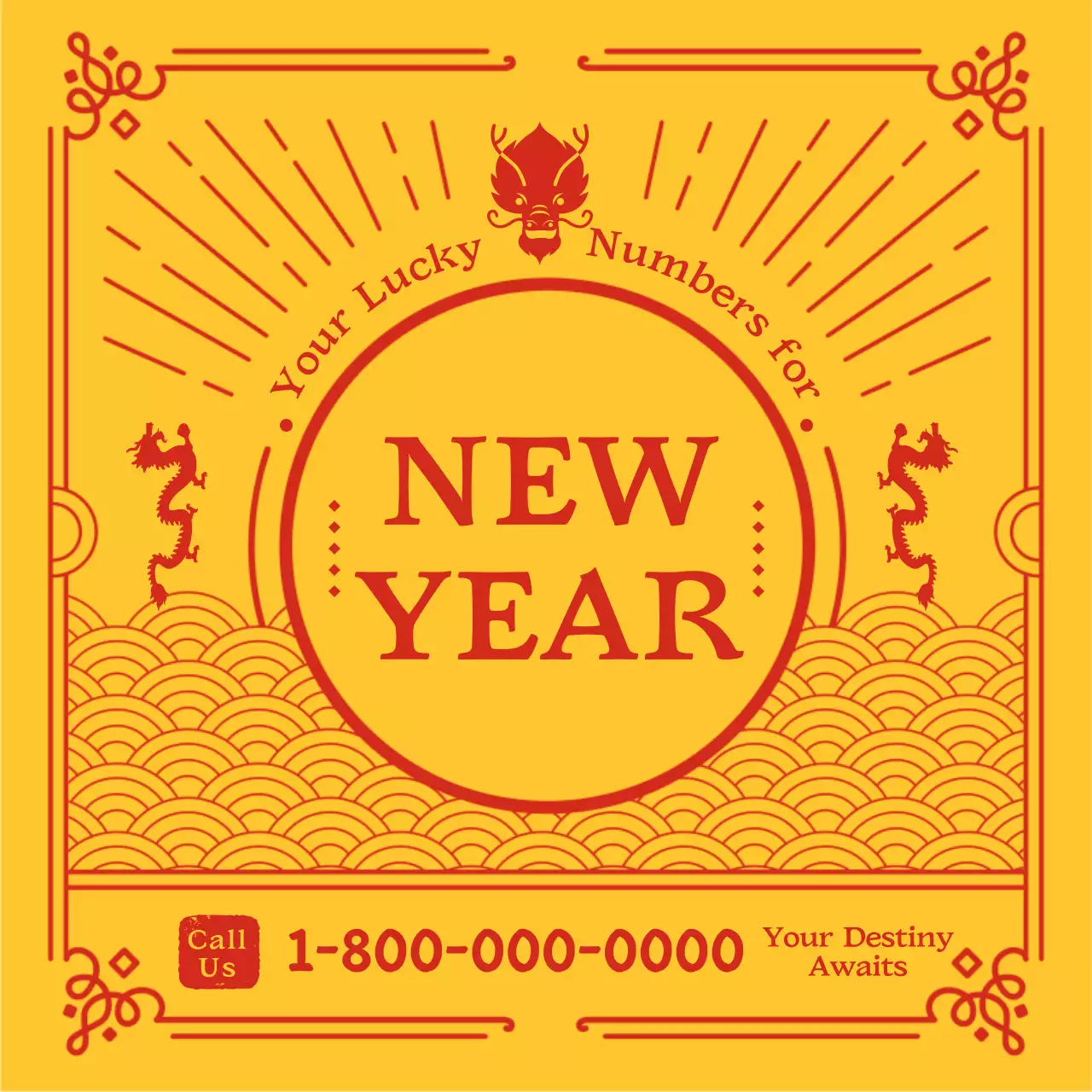 New Year's horoscope theme with yellow-red shamanic amulet concept