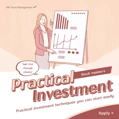 Stock investing lecture with pink illustration
