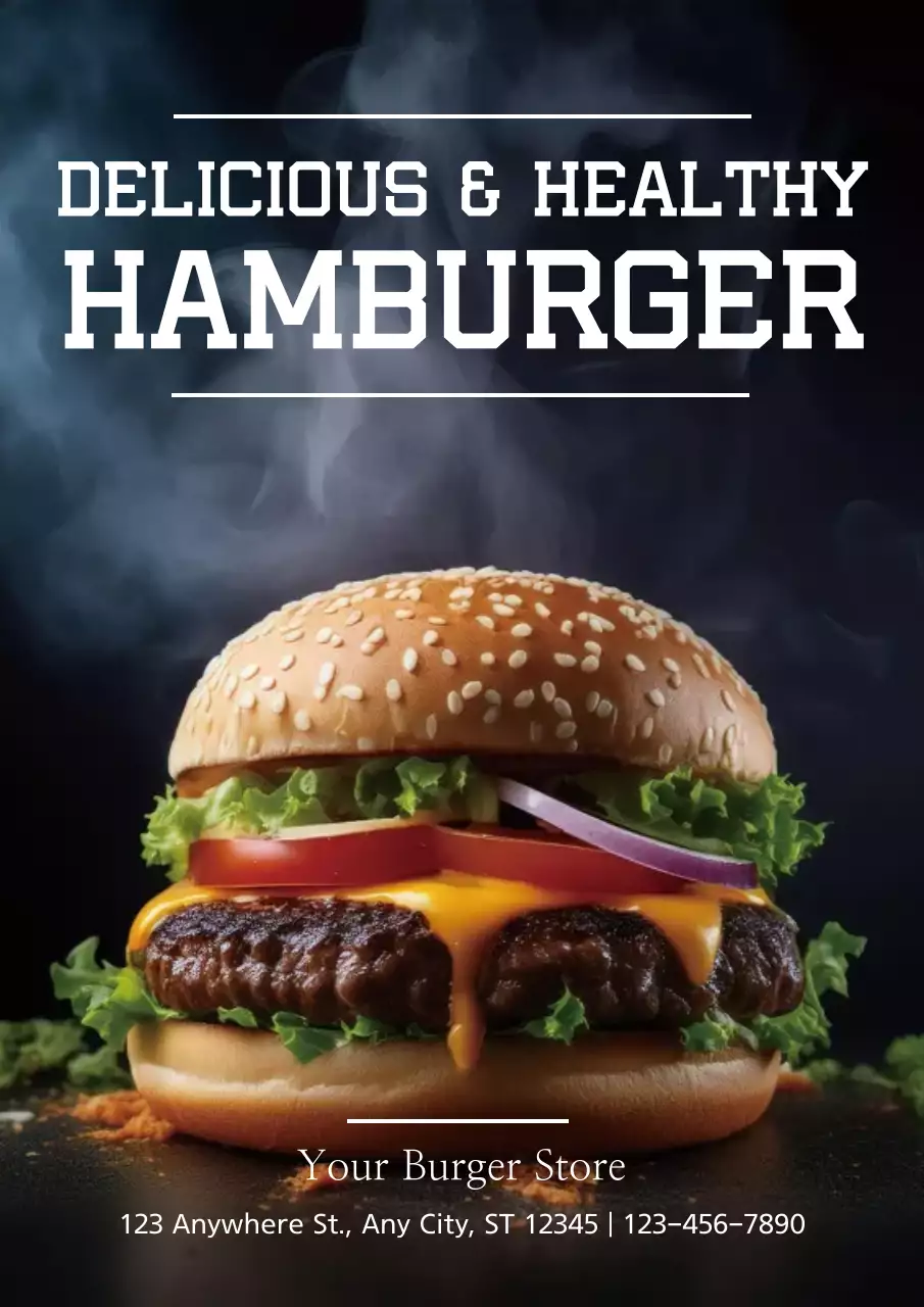 Black Modern Hamburger Promotion Poster
