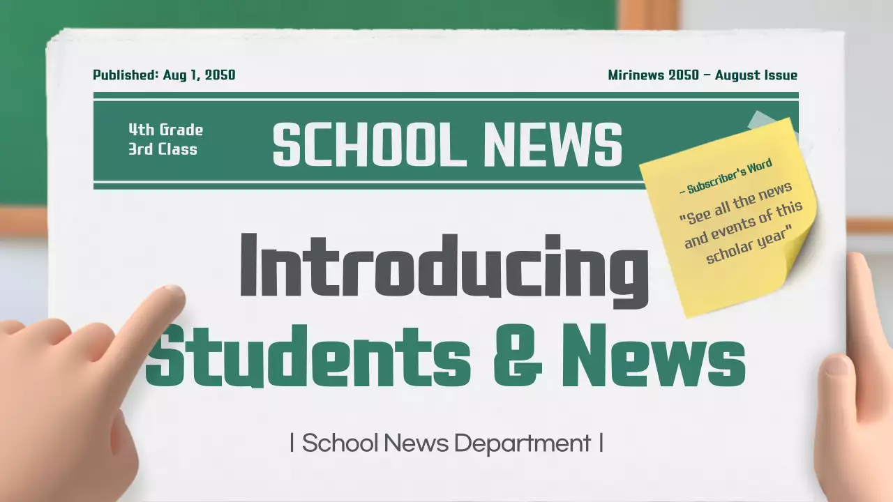 Green Minimal School Newsletter Announcement Presentation